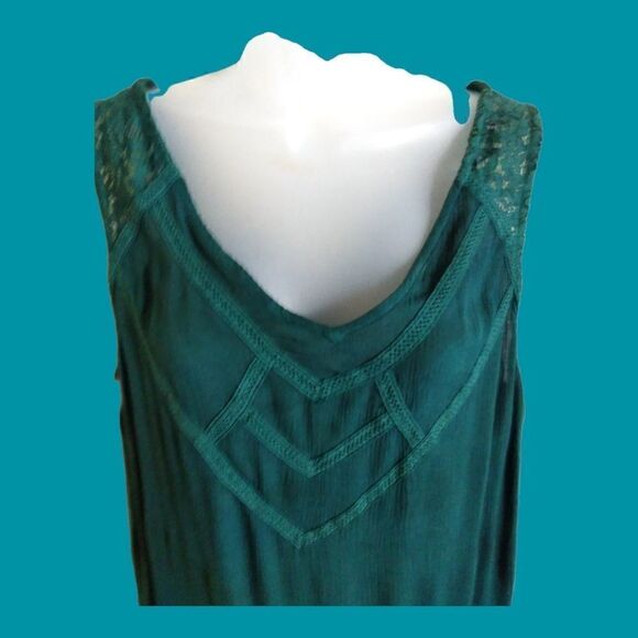 INDIGO THREAD CO. Gauze TEAL TUNIC/TANK with Awesome Color & Trim SIZE S NWOT - Picture 4 of 6